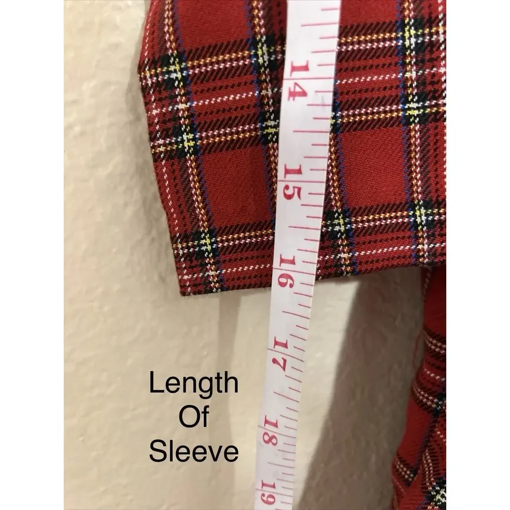 Vintage Rare Editions Dress Red Plaid Black Velvet Buttons Collar Holiday Sz 6